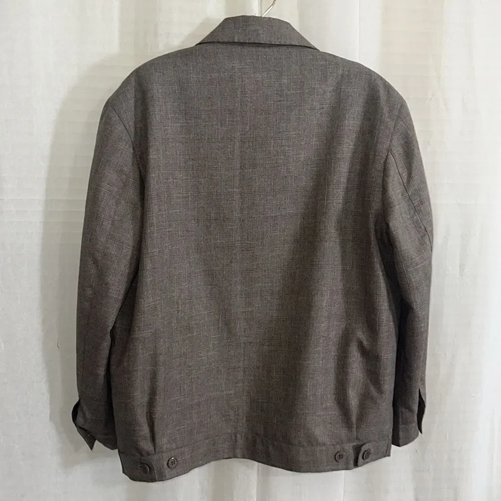 HGSS L Men’s Houndstooth Plaid Brown Full Zip Dress Wool Blend Jacket
